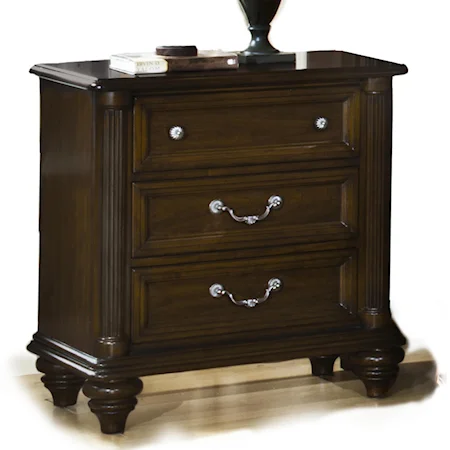 Three-Drawer Nightstand with Reeded Pilasters